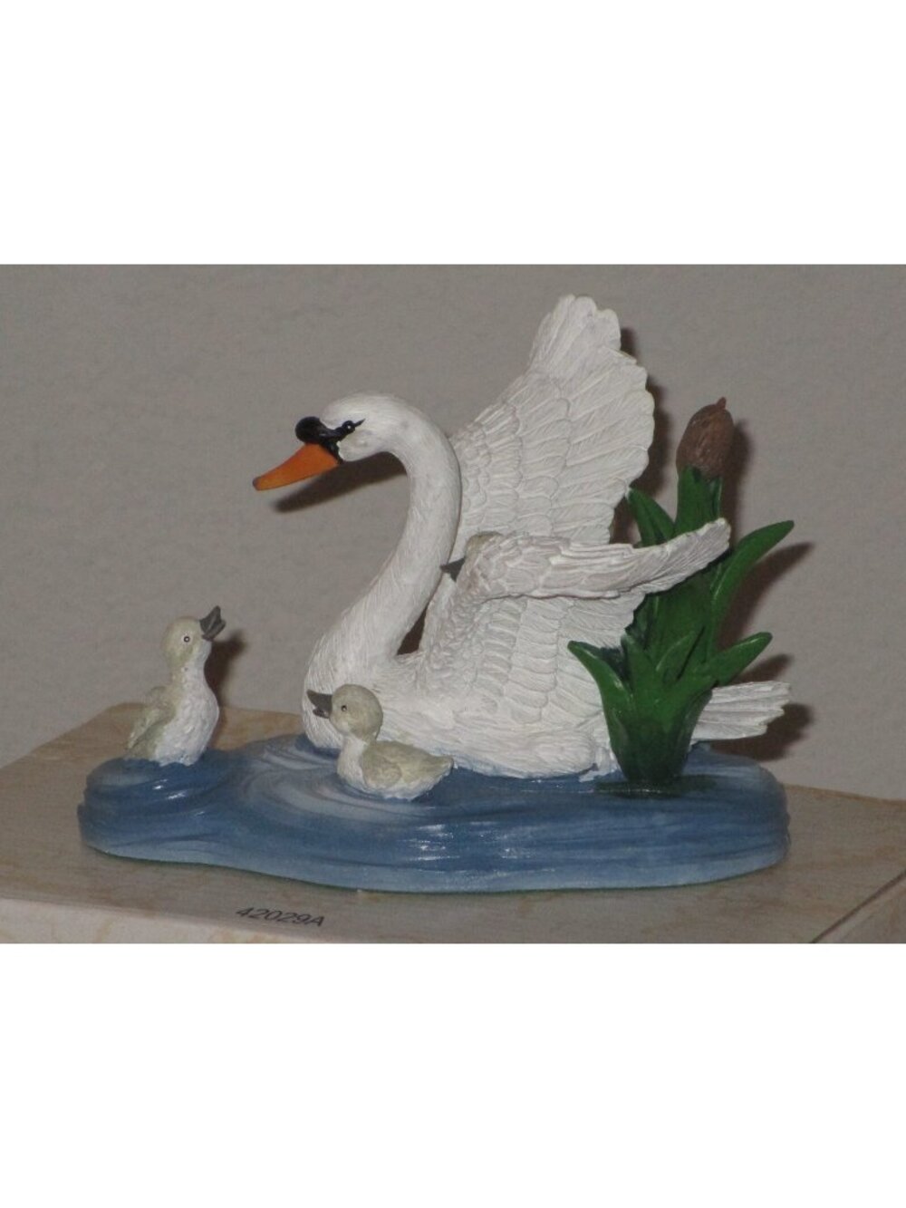 Cadona Hand Painted Resin Figurine White Swan Baby Resin Hand Painted Pre Owned